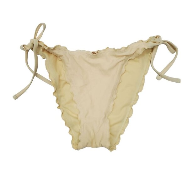 Xhilaration Yellow‎ Ruffle Tie Sides Cheeky String Bikini Swim Bottoms NWOT M - Picture 1 of 5